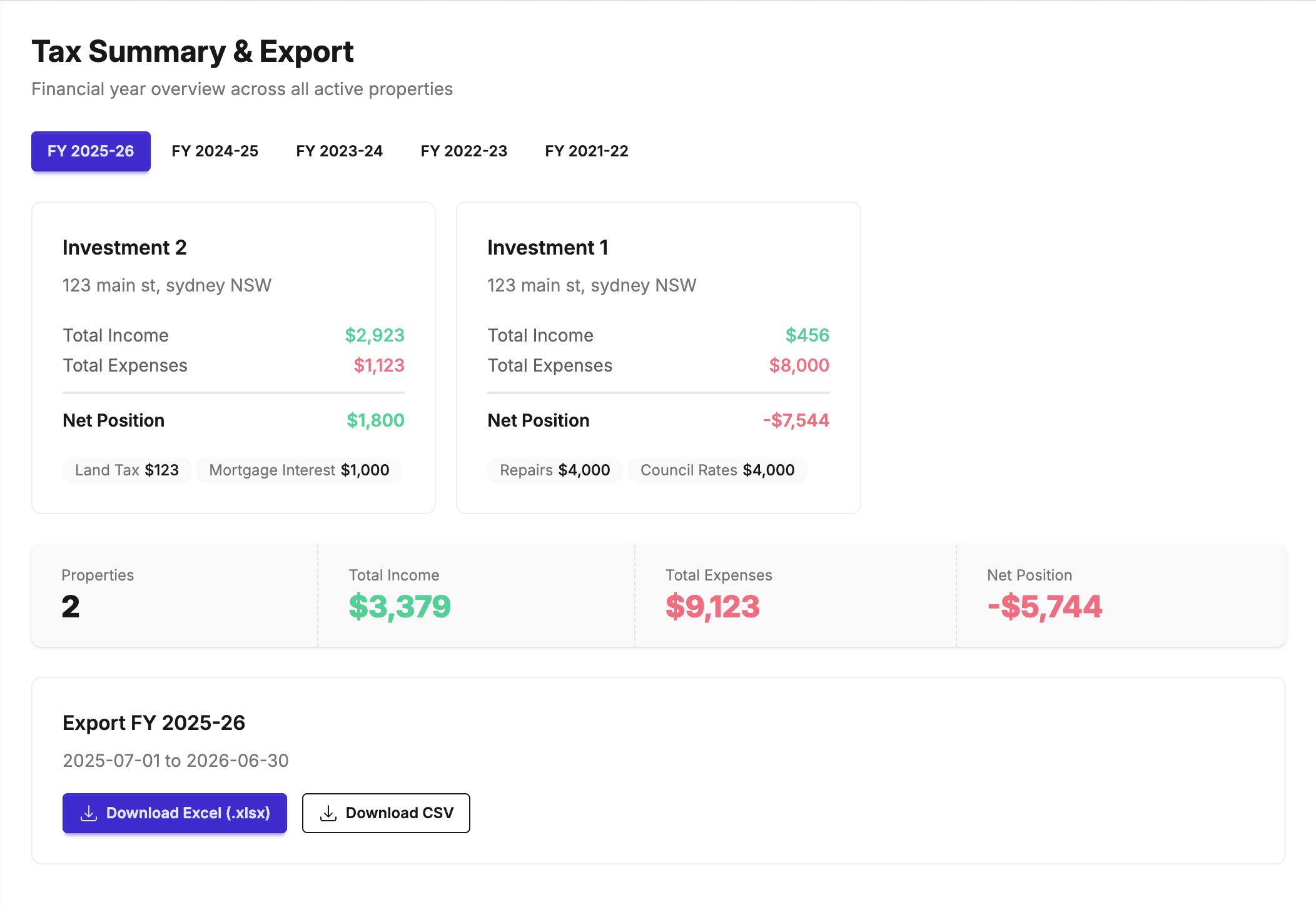 Export and tax preparation documents